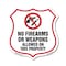 Signmission No Guns Shield Sign No Firearms Or Weapo, 12 Inch X 12 Inch, Plastic Sign SHI-P-12-395 - alternate 1