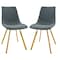 Leisuremod Markley Modern Leather Dining Chair with Gold Legs, Peacock Blue, 2PK MCG18BU2 - alternate 1