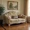 Homeroots 67in Bone And Gold Faux Leather Loveseat and Toss Pillows 515704 - alternate 3