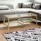 Homeroots 45" Gold Glass And Steel Coffee Table With Two Shelves 523329 - alternate 7
