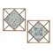 Homeroots Set of Two White Blue And Brown Floral Wood and Metal Square Framed Art, 2PK 516365 - alternate 3