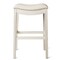 Homeroots 31" Bone and Antiqued White Fabric and Solid Wood Backless Bar Height Bar Chair 632362 - alternate 4