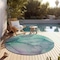 Homeroots 8' Round Green Round Abstract Washable Non Skid Indoor Outdoor Area Rug 559789 - alternate 6