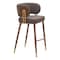 Homeroots 30" Brown Gold and Walnut Steel and Faux Leather Low Back Bar Height Bar Chair 564992 - alternate 6