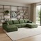 Homeroots 135" Green Corduroy Modular Compression Foam Sofa With Ottoman And Toss Pillows 712951 - alternate 2