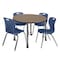 Regency Round Kee Mobile Adjustable Classroom Table W/ 4 Andy Chairs, 48 in W, 48 in L, Noble Oak TB48RNDNOAPCGY40NV - alternate 1
