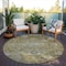 Homeroots 8' Brown Green And Gray Round Floral Washable Indoor Outdoor Area Rug 604068 - alternate 4