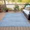 Homeroots 9' X 12' Sky Blue And Ivory Striped Washable Indoor Outdoor Area Rug 631519 - alternate 8