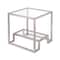 Homeroots 22" Nickel And Clear Glass And Steel Square End Table With Shelf 544208 - alternate 6