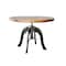 Homeroots 36" Brown And Black Rounded Solid Wood And Steel Pedestal Base Dining Table 518610 - alternate 1
