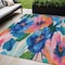 Homeroots 5' X 8' Navy Blue And Sky Blue Floral Washable Indoor Outdoor Area Rug 611072 - alternate 1