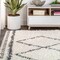 Jonathan Y Mercer Shag Plush Tassel Moroccan Tribal Geometric Trellis Cream/Gray 3 ft. x 5 ft. Area Rug MCR103B-3 - alternate 6