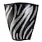Homeroots 14" Black And Silver Striped Wavy Polyresin Table Vase 468943 - alternate 1
