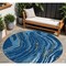 Homeroots 8' Navy Blue Gold And Copper Round Abstract Washable Indoor Outdoor Area Rug 600242 - alternate 1