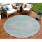 Homeroots 8' Sky Blue And Blush Round Medallion Washable Indoor Outdoor Area Rug 615742 - alternate 1