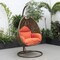 Leisuremod Beige Wicker Hanging Egg Swing Chair with Orange Cushions ESCBG-40OR - alternate 6