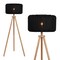 Jonathan Y Adriel 52" Mid-Century Modern Tripod Wood w/Ribbed Cocoon Pumpkin Shade LED Floor Lamp, Black/Light B JYL4201C - alternate 1