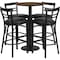 Flash Furniture Round Walnut Bar Tble, Rnd Base w/Blk Seats, 24", Laminate Top, Wood Grain RSRB1036-GG - alternate 1