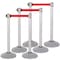 Us Weight Heavy Duty Premium Silver Steel Stanchion with Red 7.5-Foot Retractable Belt, 6PK U2103REDPK6 - alternate 1