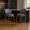 Homeroots Set of Two 29" Gray and Gold Velvet and Metal Low Back Bar Height Bar Chairs, 2PK 719634 - alternate 2