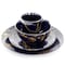 Elama Fine Marble 16 Piece Ceramic Dinnerware Set in Dark Blue with Gold Veining EL-FINEMARBLE-DB-GLD - alternate 5