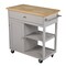 Homeroots Gray and Natural 35in Rolling Kitchen Island With Storage 402561 - alternate 7