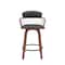 Homeroots 26" Black And Wood Brown Faux Leather Swivel Low Back Counter Height Bar Chair 534442 - alternate 1