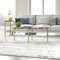 Homeroots 47" White And Gold Glass And Steel Coffee Table With Shelf 521622 - alternate 5