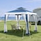 Sunjoy 8 ft x 8 ft Patio Gazebo, Modern Steel Frame Soft Top Gazebo with Netting - Navy Blue & White A101003611 - alternate 1