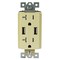 Automation Systems Interconnect Wall Outlet 20 Amp Tamper Resistant, with USB Charging Ports 3.4 Amp, Ivory, Includes Wall Plate ATUR3.4-20-I - alternate 3