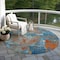 Homeroots 8' Navy Blue Orange And Ivory Round Abstract Washable Indoor Outdoor Area Rug 596880 - alternate 7
