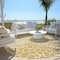Homeroots 8' Gold And Ivory Round Geometric Washable Indoor Outdoor Area Rug 595069 - alternate 4
