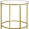 Homeroots 22" Brass And Clear Glass And Steel Round End Table 543828 - alternate 5