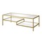 Homeroots 54" Gold Glass And Steel Coffee Table With Two Shelves 520935 - alternate 4