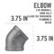 B & K Elbow 45 Deg 2" Black 501432 - alternate 4