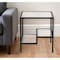 Homeroots 22" Black And Clear Glass And Steel Square End Table With Two Shelves 544210 - alternate 1