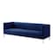 Homeroots 85" Navy Blue Velvet Sofa With Silver Legs 543973 - alternate 6