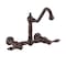 Whitehaus Collection Vintage III Plus Wall Mount Faucet with a  Long Traditional Swivel Spout, and Solid Brass Side Spray WHKWLV3-9402-NT-ORB - alternate 3