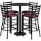 Flash Furniture Round Blk Bar Table, Rnd Base w/Burg Seats, 30", Laminate Top, Wood Grain RSRB1025-GG - alternate 1