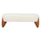 Homeroots 50in Ivory and Brown Fabric and Solid Wood Upholstered Bench 720917 - alternate 1