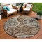 Homeroots 8' Brown Beige And Tan Round Floral Medallion Washable Indoor Outdoor Area Rug 603175 - alternate 1