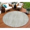 Homeroots 8' Sage And Ivory Round Striped Washable Indoor Outdoor Area Rug 631559 - alternate 1