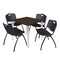 Regency Square Kahlo Breakroom Table W/ 4 M Stack Chairs, 30 in W, 30 in L, Neo Walnut TPL3030NWCM47BK - alternate 1