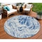 Homeroots 8' Navy Blue And Ivory Round Abstract Washable Indoor Outdoor Area Rug 614295 - alternate 1