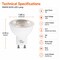 Euri Lighting PAR16 LED Bulbs, 7W, 500 lm, 50W Eq., 3000K, GU10, Dimmable, UL, 2PK EP16-7W5000eG-2 - alternate 4