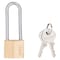 Prosource Padlock, Long Shackle, 3/16 in Dia Shackle, 2-1/4 in H Shackle, Steel Shackle, Brass Body, Solid Brass HD10032 - alternate 1