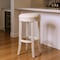 Homeroots 31" Bone and Antiqued White Fabric and Solid Wood Backless Bar Height Swivel Bar Chair 632407 - alternate 1