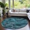 Homeroots 8' Teal Blue Aqua And Gray Round Abstract Washable Indoor Outdoor Area Rug 587154 - alternate 5