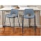 Homeroots Set of Two 26" Blue And Black Faux Leather And Steel Low Back Counter Height Bar Chairs 555669 - alternate 5