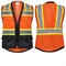 Protectx Class 2 High Visibility Safety Vest, 6 Pockets, Zipper Front, Mesh Back, Lime Orange/Black SV-120SM4-ORBK-M - alternate 5